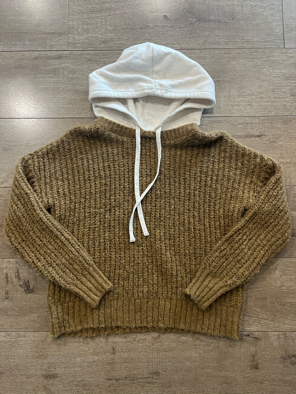 Offline by aerie Brown Hooded Crew Sweater with Drawstrings